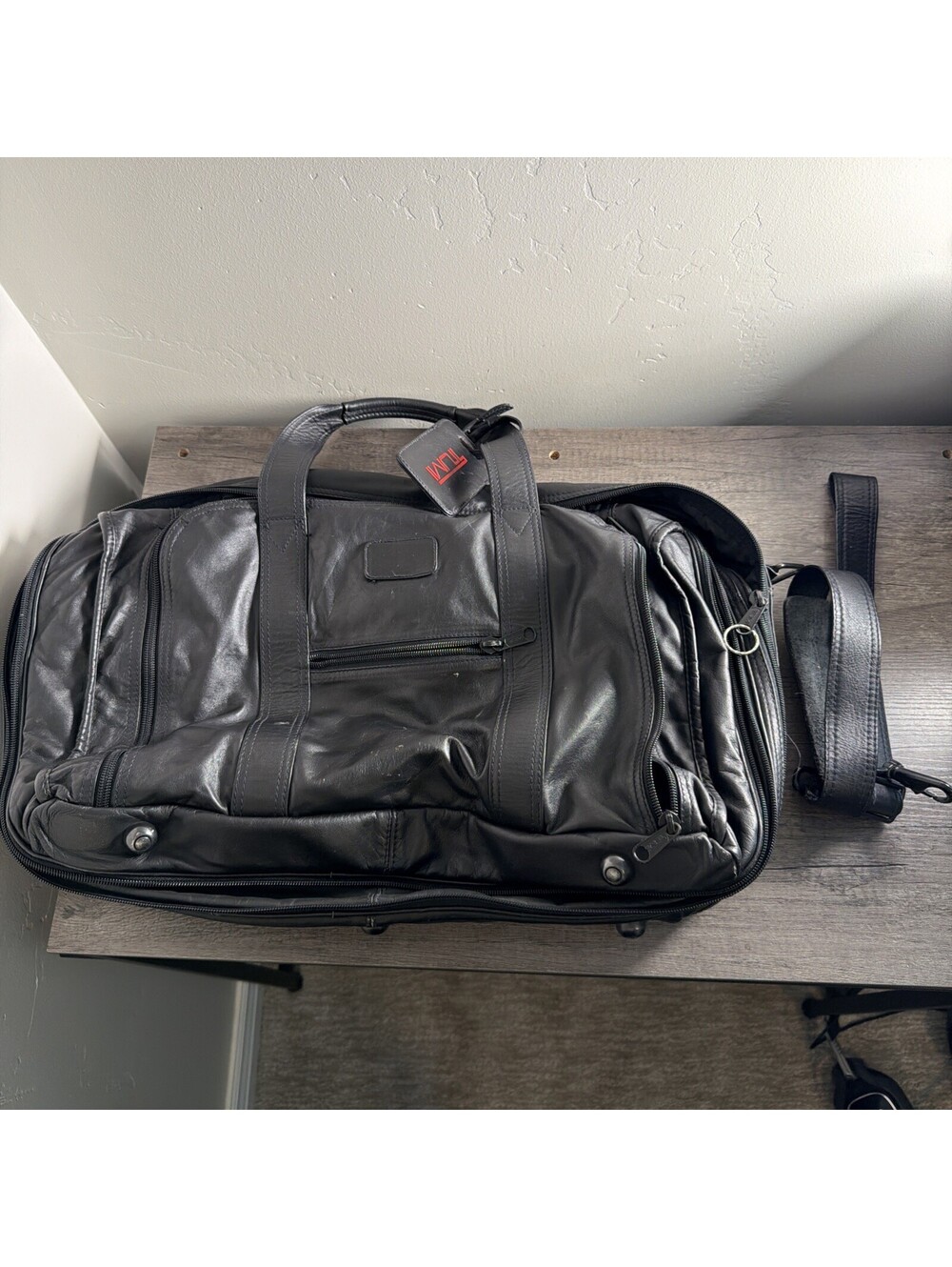Vintage Tumi Alpha Square Duffle Bag Black Napa Leather Rare Luggage Weekender